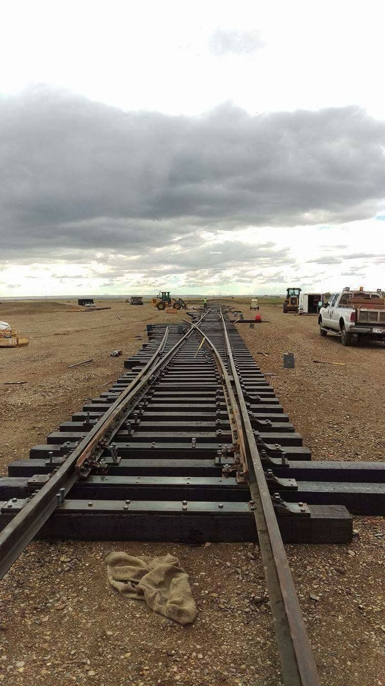 New turnout and track under construction on the prairie