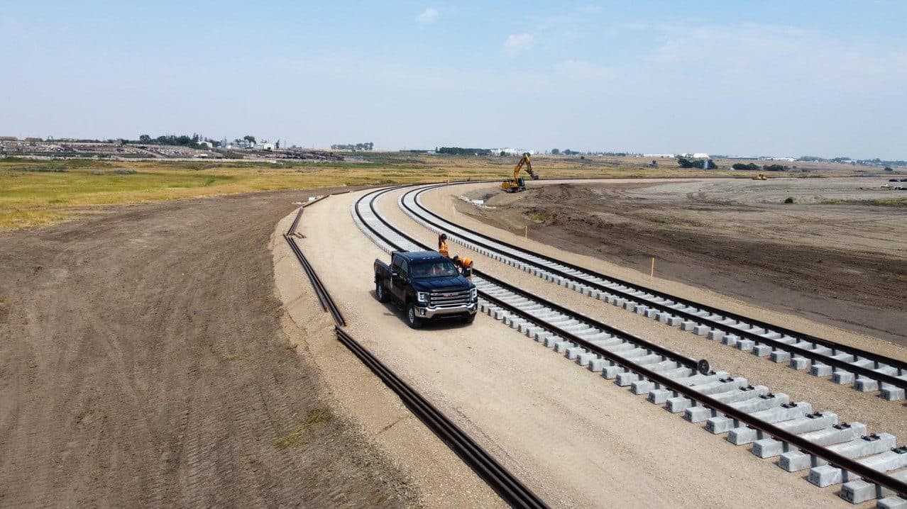 Railway track rehabilitation work in Alberta