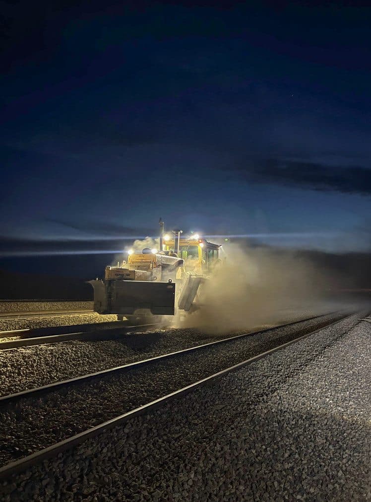 Track machines working a night production block